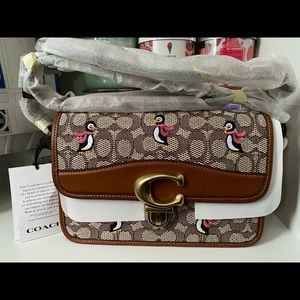 Coach Studio Shoulder Bag In Signature Jacquard With Penguin Motif
